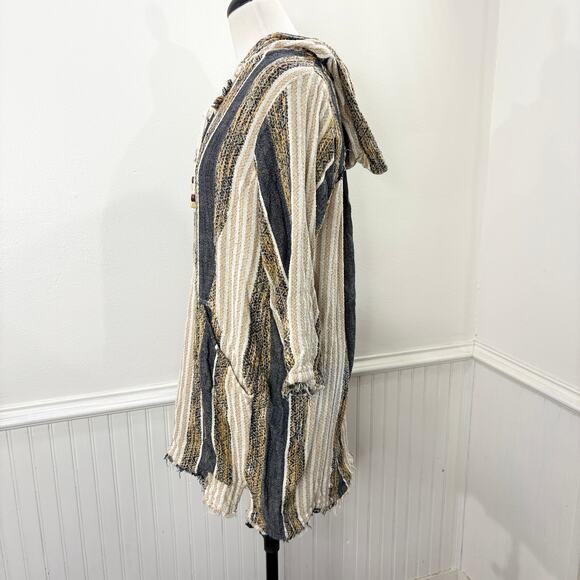 Soft Surroundings Size M Tunic Pullover Hoodie Striped Earthy Granola Beach Boho - Picture 11 of 16